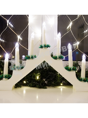 Новогодняя горка Neon-night 7 свечек, цвет корпуса: белый, цвет свечения: теплый белый