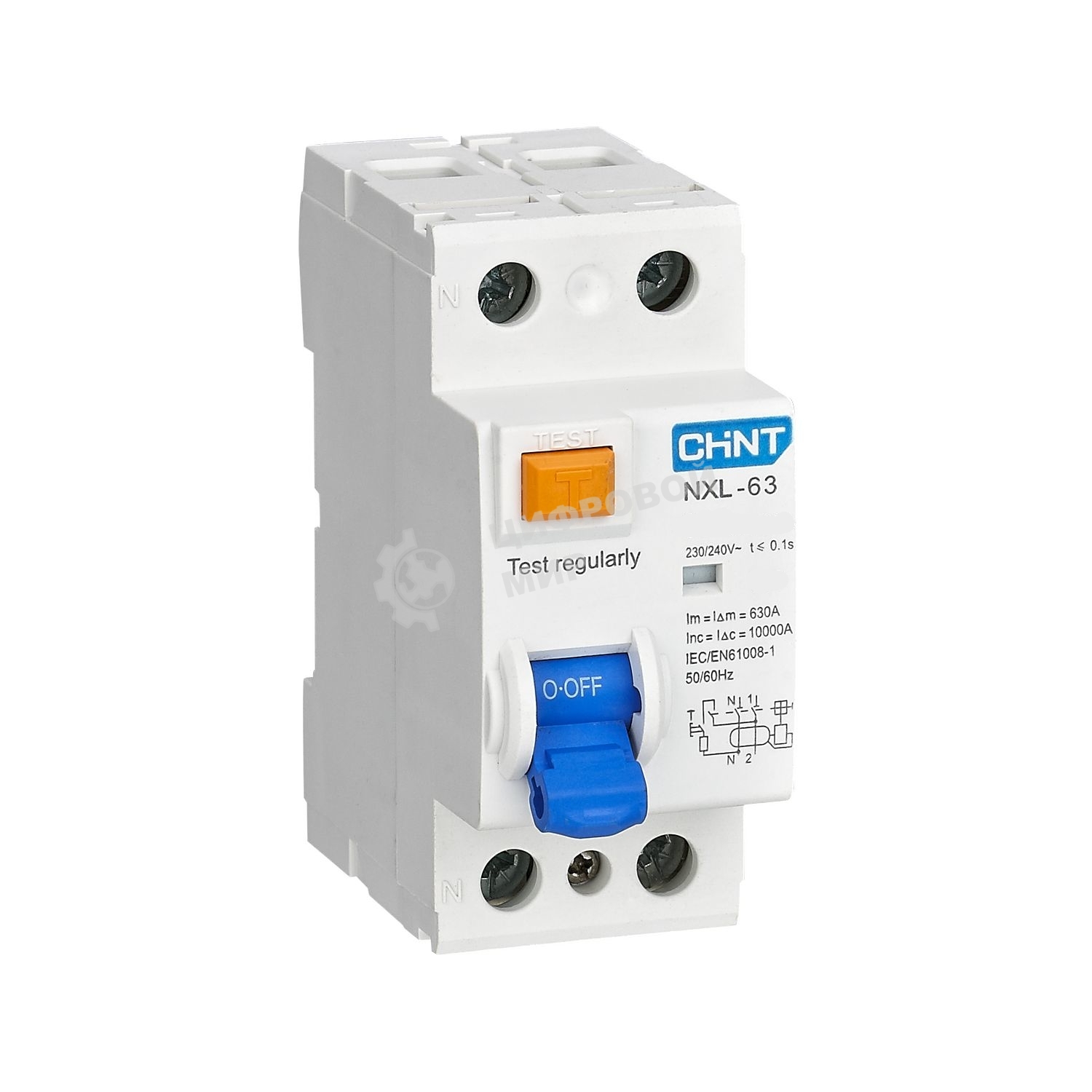 Выключатель дифференциального тока CHINT (УЗО) 1п+N 25А 30мА тип AC 6кА NXL-63