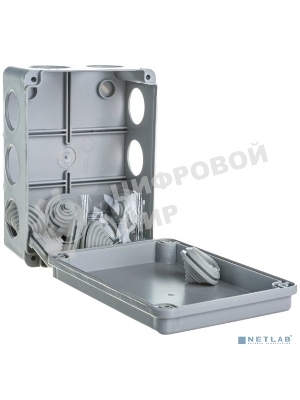Коробка КМ41242 распаячная IEK UKO10-150-110-070-K41-55 для о/п 150х110х70 мм IP55 (RAL7035, 10 гермовводов)