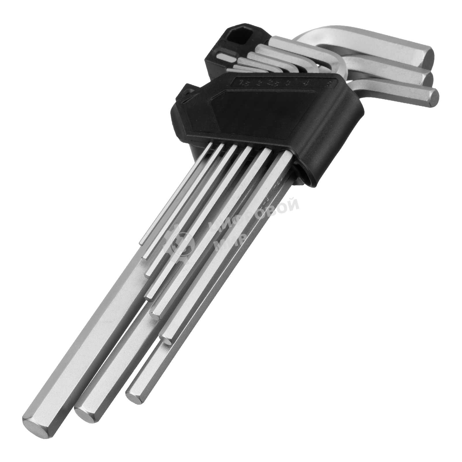 Набор ключей имбусовых Сибртех HEX, 1,5-10 мм, CrV, 9 шт., удлиненные