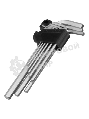 Набор ключей имбусовых Сибртех HEX, 1,5-10 мм, CrV, 9 шт., удлиненные