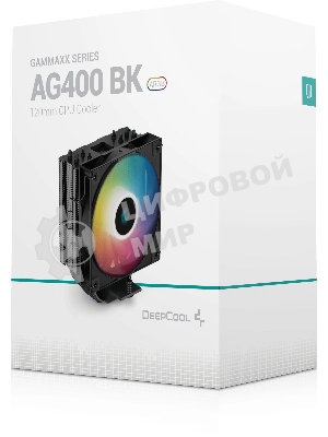 Кулер для процессора DEEPCOOL AG400 BK ARGb черный, 120 мм, алюминий/медь, 2000 об/мин, 31.6 дБ, 4 pin, 220 Вт, 150 мм