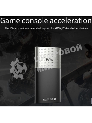 Внешний SSD Netac Z9, 128 Gb, USB 3.2 Gen 2 Type-C, R/W 550/480, черный