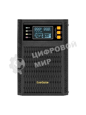 Источник бесперебойного питания On-line ExeGate PowerExpert TL-2000.LCD.AVR.3SH.USB.RS232.SNMP 2000VA/2000W, On-Line, PF=1, LCD, 3*Schuko, RS232, USB, SNMP-slot, встроенные батареи 12V 7.2Ah - 4шт, Tower, металлический корпус, черный