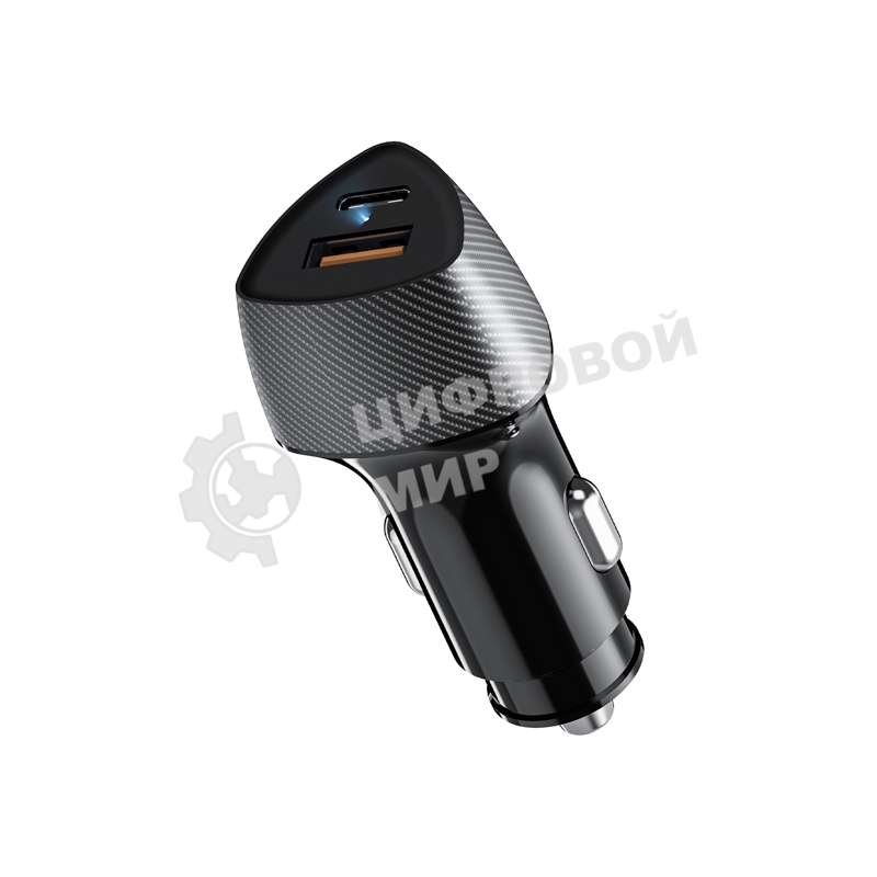 Автомобильное зарядное устройство c двумя портами Rexant (USB-A QC 3.0 + USB-C PD) cо световой индикацией, 20Вт, черное