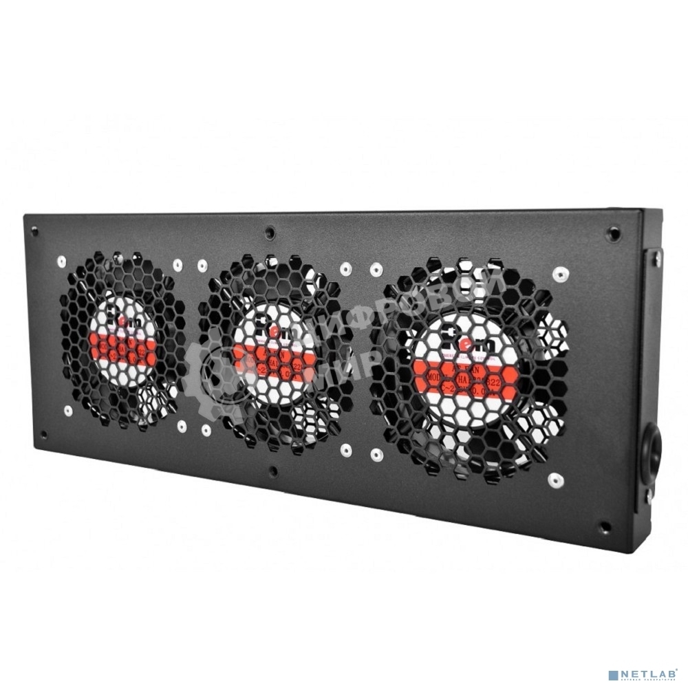 Модуль вентиляторный ЦМО, 3 вентилятора, колодка, черный R-FAN-3J-9005