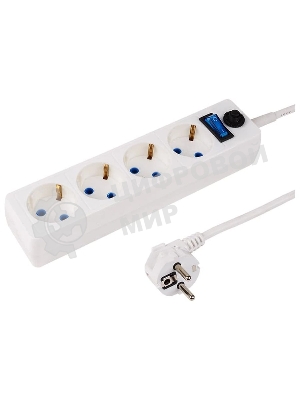 Сетевой фильтр PROconnect STANDARD 4 гнезда, 3 м, 3х0.75 мм², с/з + автовыкл., белый