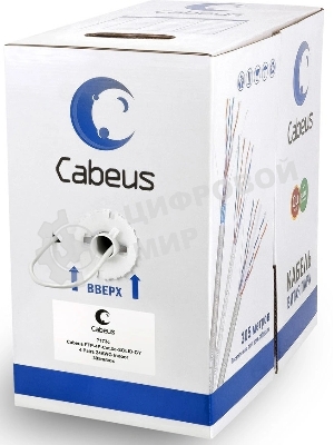 Кабель витая пара экранированная Cabeus FTP-4P-Cat.5e-SOLID-LSZH-GY FTP (F/UTP), cat. 5e, 4 пары (24 AWG), одножильный, серый, экран - фольга, LSZH, нг(А)-HF, (305 м)