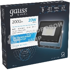 Прожектор светодиодный Gauss LED Qplus 20Вт IP65 6500К черный