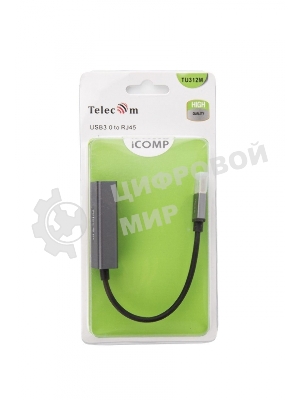 Кабель-переходник USB 3.0 (Am) --> LAN RJ-45 Ethernet 1000 Mbps, Aluminum Shell,Telecom TU312M