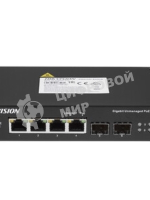 Коммутатор Hikvision DS-3T0506HP-E/HS, 4×1 Гбит/с PoE+ + 2×1 Гбит/с SFP, неуправляемый