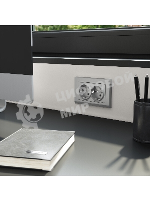 Розетка двойная с заземлением Werkel W1172065 (серебряный матовый)
