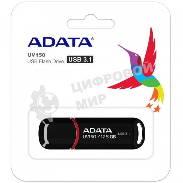 Флешка USB ADATA UV150 (AUV150-128G-RBK), 128Gb, USB 3.0, R/W 100/30, черный