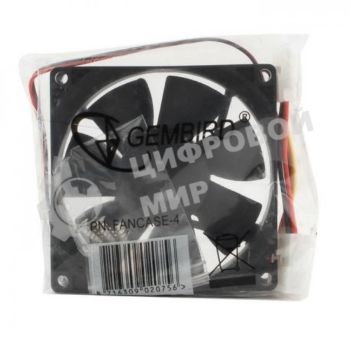 Вентилятор для корпуса Gembird черный, 80 мм, 2600 об/мин, 27 дБ, 4 pin