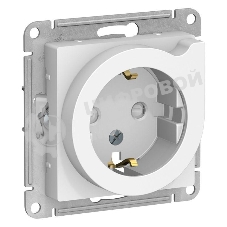 Механизм розетки 1-м СП AtlasDesign с заземл. защ. шторки с выталк. 16А бел. SchE ATN000147