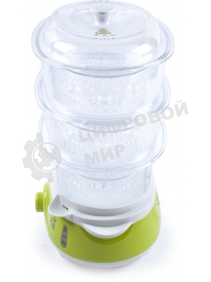 Пароварка электрическая Endever Vita-171, белый/зеленый, мощность 1000 Вт, объем 11 л