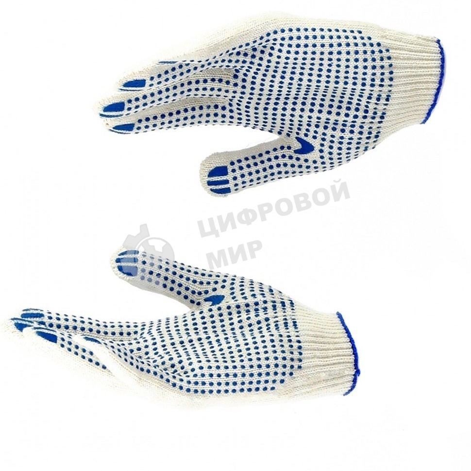 Перчатки трикотажные, с ПВХ точкой, 10 класс, стикер Россия