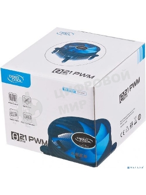 Кулер для процессора DEEPCOOL THETA 21 PWM черный/синий, 92 мм, алюминий, 2400 об/мин, 33.4 дБ, 4 pin, 95 Вт, 60.5 мм