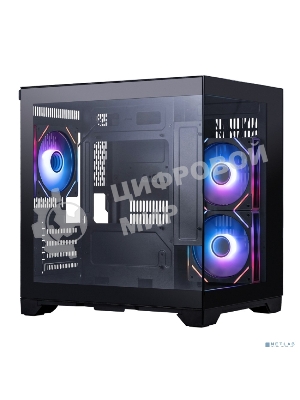 Компьютерный корпус 1STPLAYER MEGAVIEW MV5-TP ARGB черный mATX 3x120мм ARGB fans MV5-TP-BK-2FC7R-1FC7