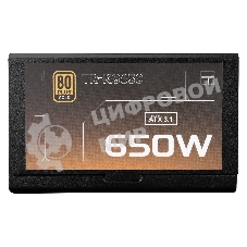 Блок питания Thermalright, 650W 80+ Gold (ATX, 3.1, Full modular, 1x24(20+4)pin, 2xCPU 8(4+4)pin, 2xPCIe*2 8(6+2)pin, 3xSATA3, 2xMOLEX4pin, Active, 120x120мм, 150x140x86mm, APFC, OVP, UVP, SCP, OCP, OTP, OPP, black)