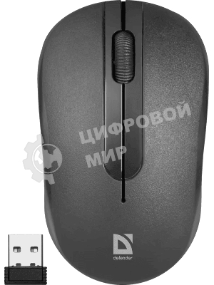 Мышь беспроводная Defender Datum MM-285 черный, 1600 dpi, радиоканал, USB, кнопки - 3