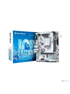 Материнская плата Maxsun MS-B660M GAMING WIFI ICE (Socket 1700, mATX, 2*DDR4(64Gb), VGA/HDMI, 3*SATA3, 1*M.2, 1*PCIEx16/1*PCIEx1, 4*USB2.0, 2*USB 3.2, LAN 1*1G, Bluetooth 4.2,  Wi-Fi 802.11ac, RTL)