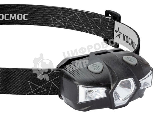 Фонарь налобный 1Вт LED+красн. 1xAA (R6) корпус ABS-пластик регулируемый эласт. ремешок КОСМОС KOC517B