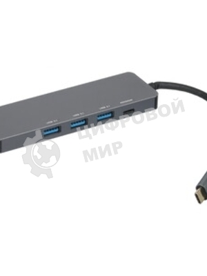 USB-концентратор Gembird UHB-D1, USB Type-C, USB/USB Type-C/PD100W/HDMI, USB Type-C