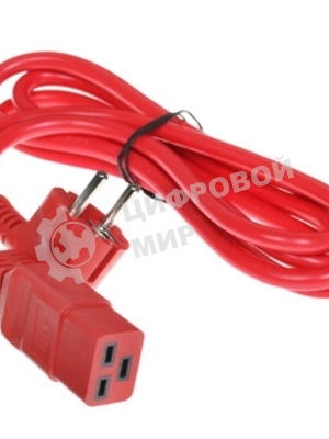 Шнур ПВС-АП 3x1,5 S22C19-250-16-1,8, красный, 1,8 м, C19, 3x1.5, 16А, с заземлением, Power Cube,
