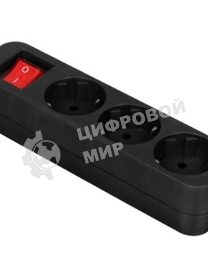Удлинитель Defender с заземлением G330 Выключатель, 3.0 м, 3 розетки