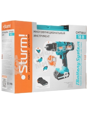 Мультитул аккум Sturm! CMT1802 18В,1BatterySystem, дрель,саб пила,реноватор, шлифмаш,2 акк,кейс