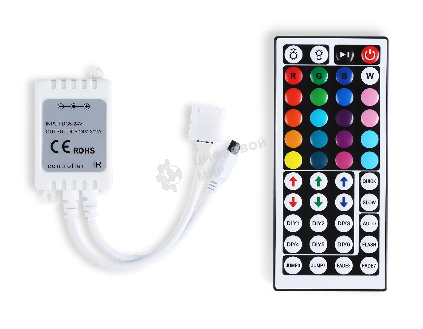 Контроллер GS11251 RGB 6A 12V 72W/ 24V 144W (ПДУ ИК CR2025)