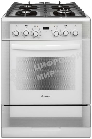 Плита комбинированная Gefest ПГЭ 6502-03 0242 белый, конфорок 4 газовых, духовка 55 л, 60 см x 85 см x 60 см
