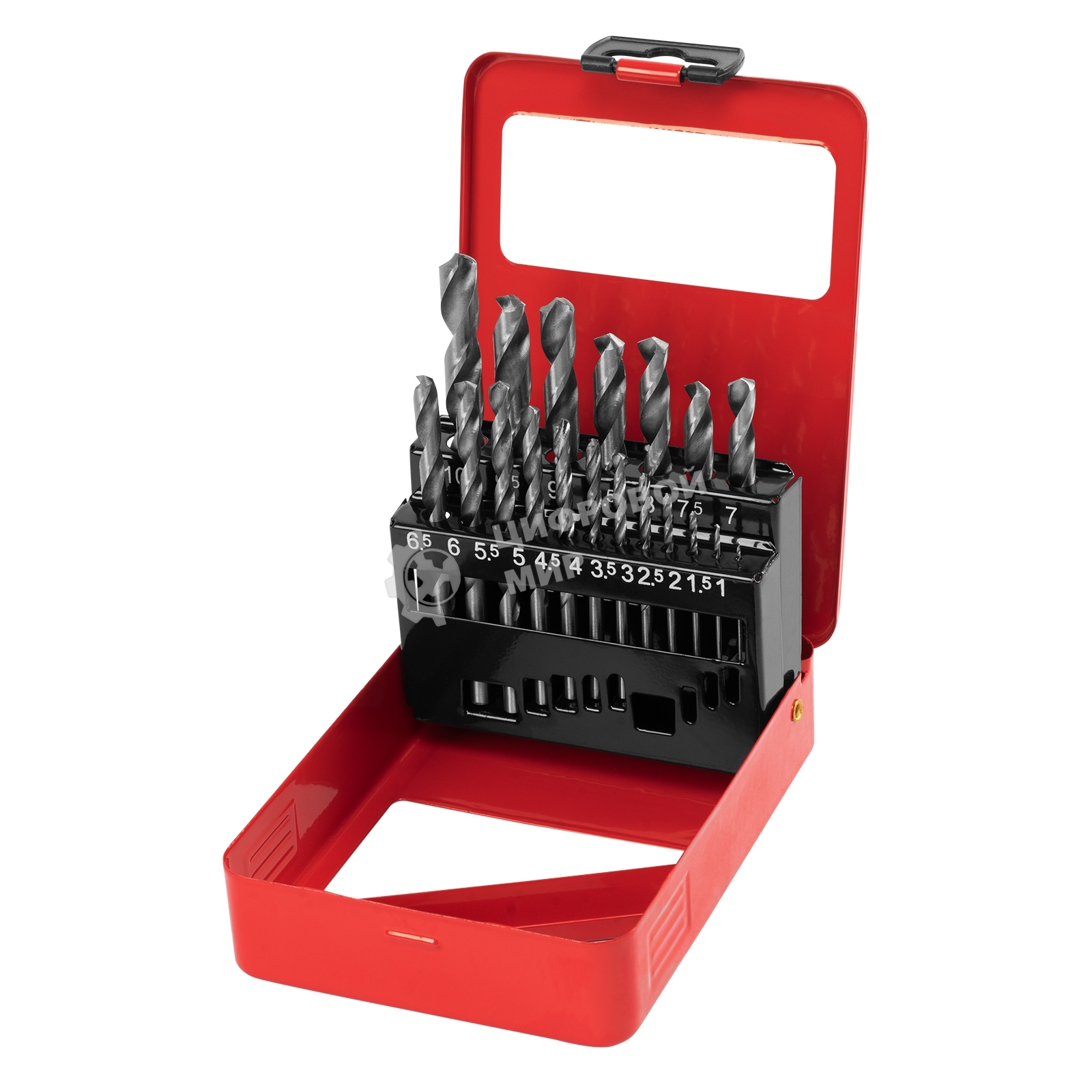 Набор сверл Matrix по металлу 1-10 мм hss 19 шт метал. коробка цил. хвостовик