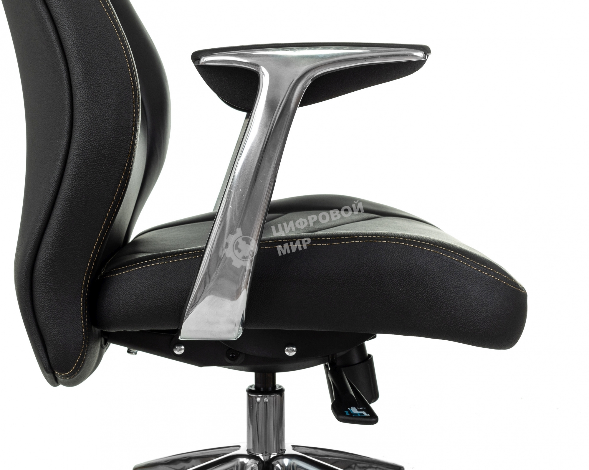 Кресло руководителя Бюрократ Zen/Black черный, кожа, крестовина полированный алюминий