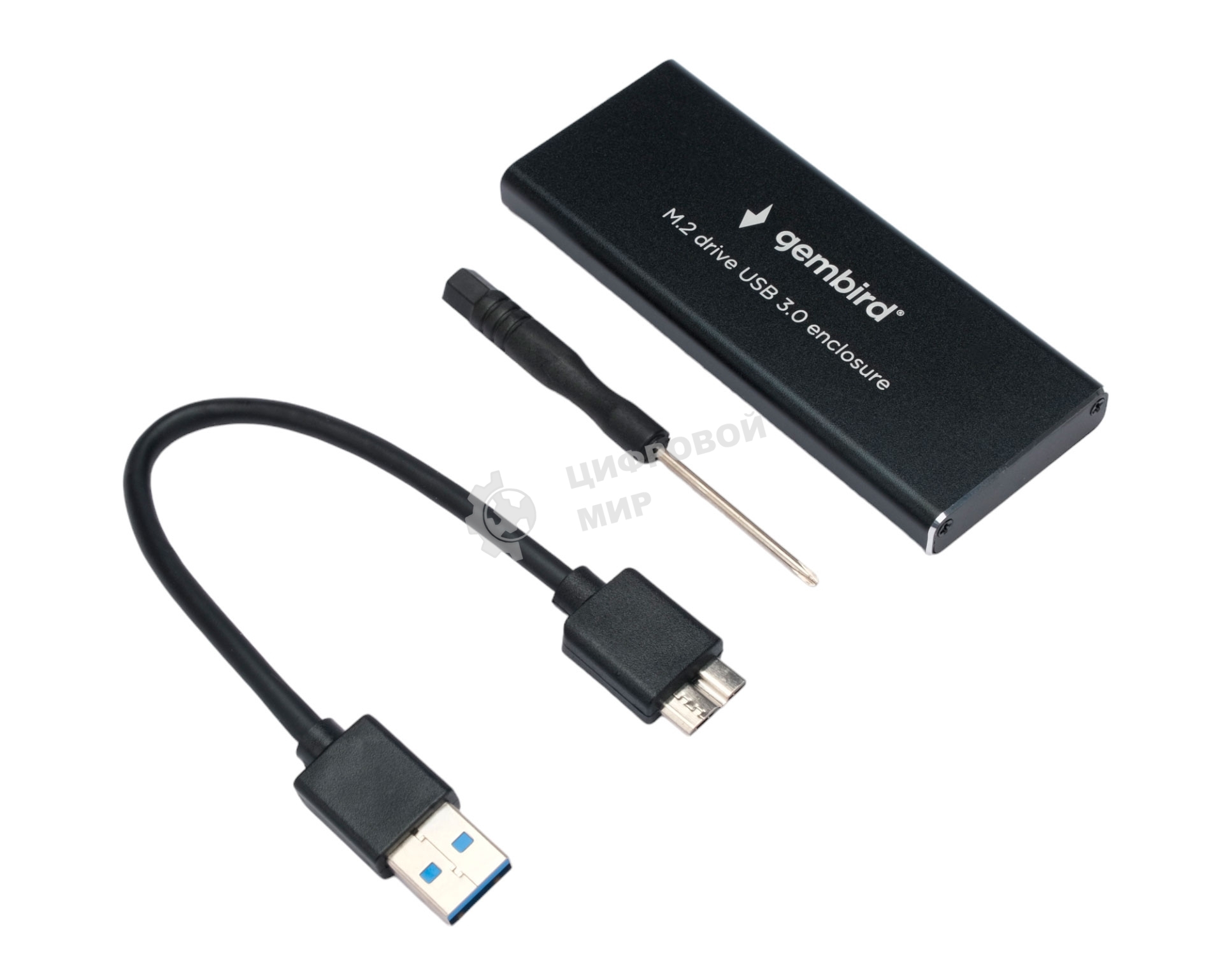 Внешний корпус Gembird EEM2-SATA-1 USB 3.0 для M2 SATA порт MicroB, металл, черный