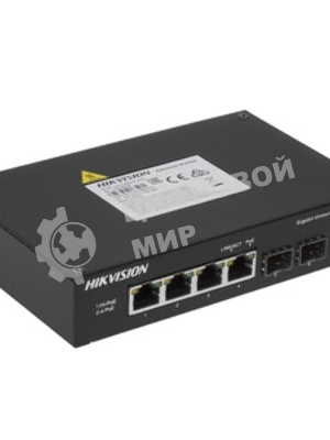 Коммутатор Hikvision DS-3T0506HP-E/HS, 4×1 Гбит/с PoE+ + 2×1 Гбит/с SFP, неуправляемый