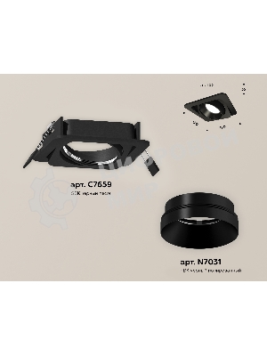 Комплект встраиваемого поворотного светильника Ambrella light XC7659021 SBK/PBK черный песок/черный полированный MR16 GU5.3 (C7659, N7031)