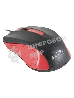 Мышь проводная Oklick 225M черный/красный, 1200 dpi, USB, кнопки - 3
