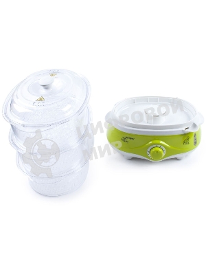 Пароварка электрическая Endever Vita-171, белый/зеленый, мощность 1000 Вт, объем 11 л