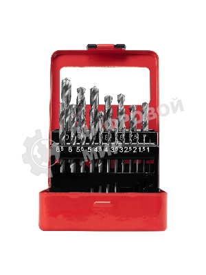 Набор сверл Matrix по металлу 1-10 мм hss 19 шт метал. коробка цил. хвостовик