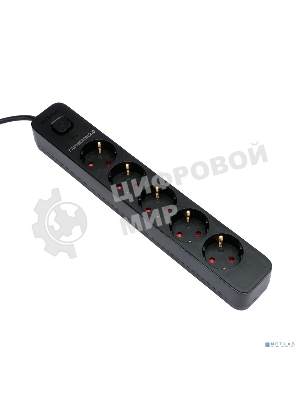 Сетевой фильтр Гарнизон 2.0 EPS-5-B-3 5р, 10А, 3 м, ур.защиты 2+, черный, пакет (21443)