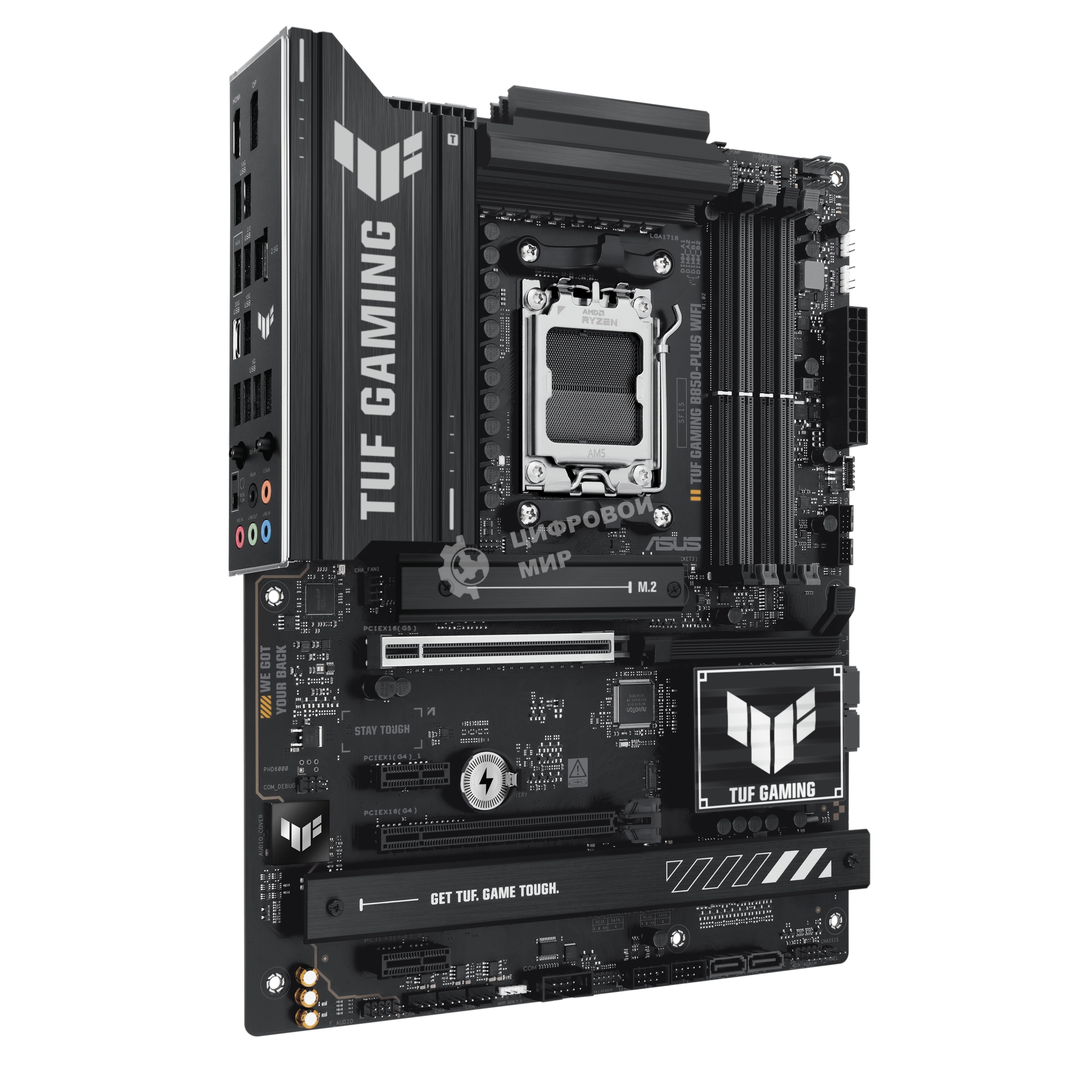 Материнская плата ASUS TUF GAMING B850-PLUS WIFI, Socket AM5, AMD B850, 4xDDR5, 4xSATA, 3xM.2, 1xPCIe 5.0 x16, 1xPCIe 4.0 x16, 2xPCIe 4.0 x1, 1xHDMI, 1xDP, 1x 2.5Gb LAN, Wi-Fi 7, 3xUSB-A 10Gbps, 4xUSB-A 5Gbps, 1xUSB-C 20Gbps, 2xUSB-A 2.0, 5x3.5 мм, 7.1, A