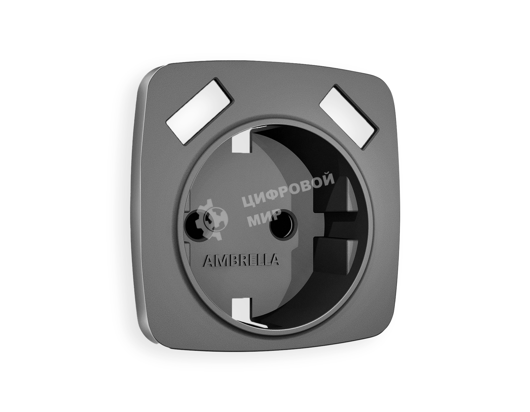 Лицевая панель OMEGA (Антрацит серый) для электрической розетки с/з со шторками 2USB A+A QUANT OP6590
