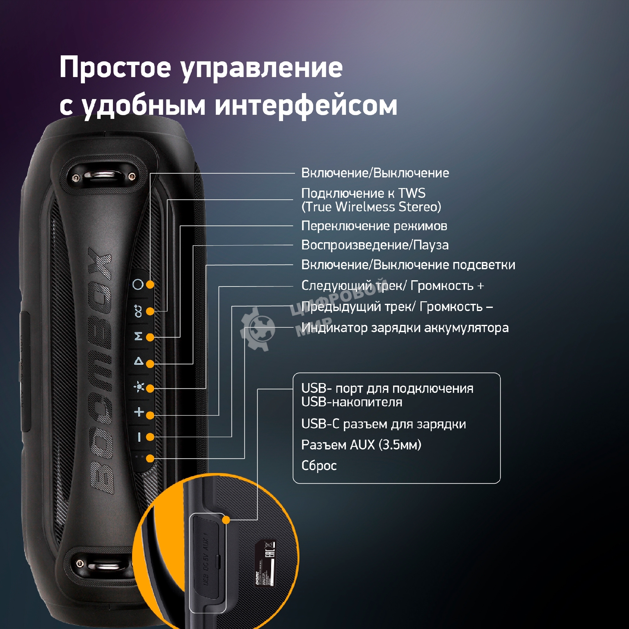 Колонка портатитвная Digma D-PS1530 черный/черный 50W 2.1 BT 10м 3000mAh (SP1530B)