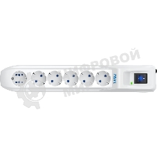 Сетевой фильтр Pilot L GP 6 розеток (5 евро + 1GP) 10 м/Surge protector Pilot L GP 6 outlets (5 EUR + 1GP) 10 m белый
