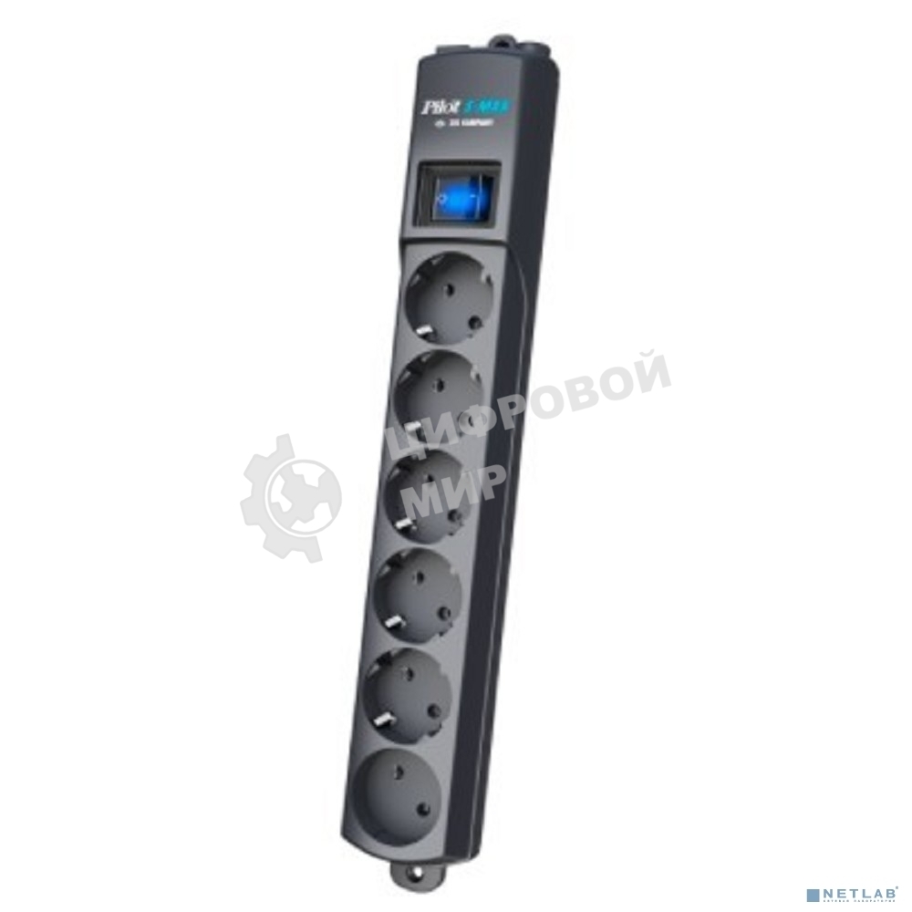 Сетевой фильтр Surge protector Pilot S Max (5 euros + 1GP), 15A/3.5kVA, automatic, 3 m, graphite