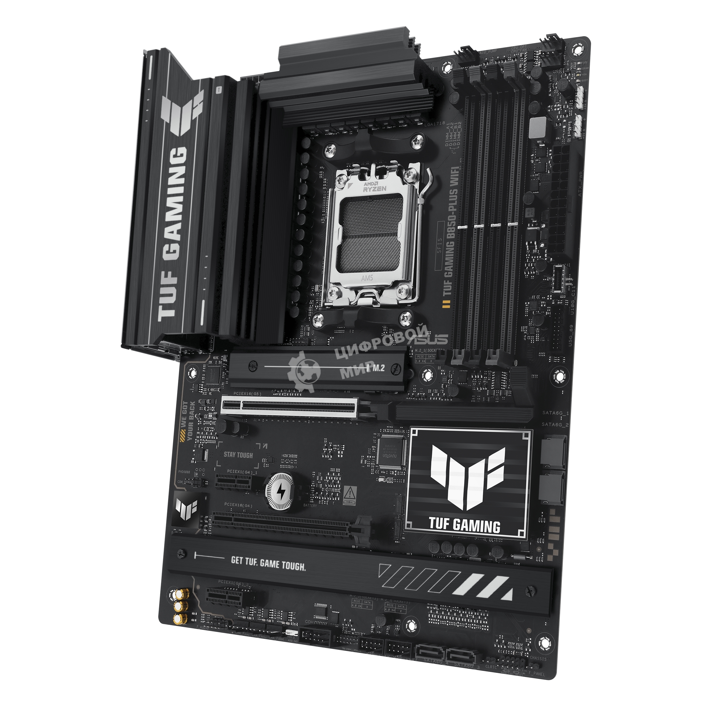 Материнская плата ASUS TUF GAMING B850-PLUS WIFI, Socket AM5, AMD B850, 4xDDR5, 4xSATA, 3xM.2, 1xPCIe 5.0 x16, 1xPCIe 4.0 x16, 2xPCIe 4.0 x1, 1xHDMI, 1xDP, 1x 2.5Gb LAN, Wi-Fi 7, 3xUSB-A 10Gbps, 4xUSB-A 5Gbps, 1xUSB-C 20Gbps, 2xUSB-A 2.0, 5x3.5 мм, 7.1, A