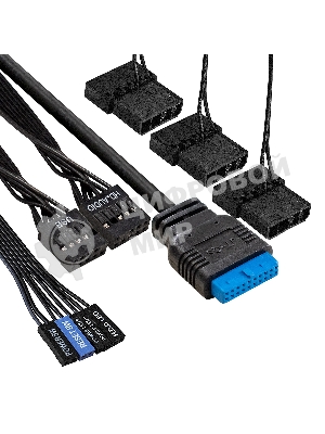 Компьютерный корпус Miditower ExeGate EVO-5001A (ATX, без БП, 2хUSB+1хUSB 3.0+HD Audio, черный, 3 вент.12см с RGb подсветкой, боковая панель - закаленное стекло)