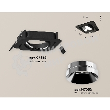 Комплект встраиваемого поворотного светильника Ambrella light XC7659022 SBK/PSL черный песок/серебро полированное MR16 GU5.3 (C7659, N7032)